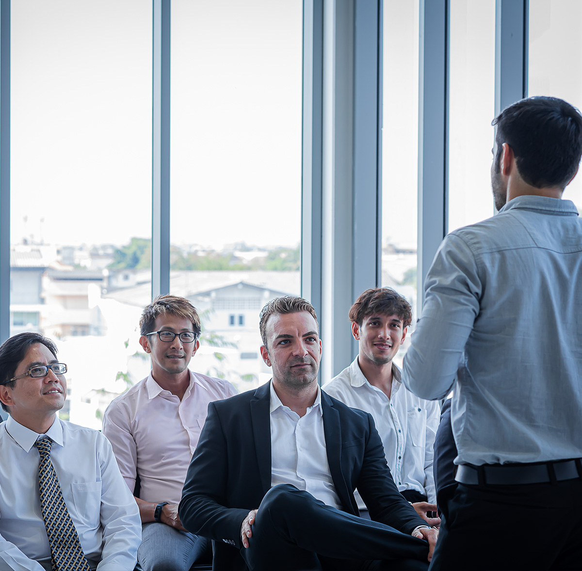 A businessman giving a presentation.